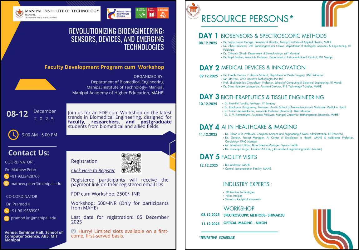 FDP cum Workshop on Revolutionizing Bioengineering: Sensors, Devices, and Emerging Technologies